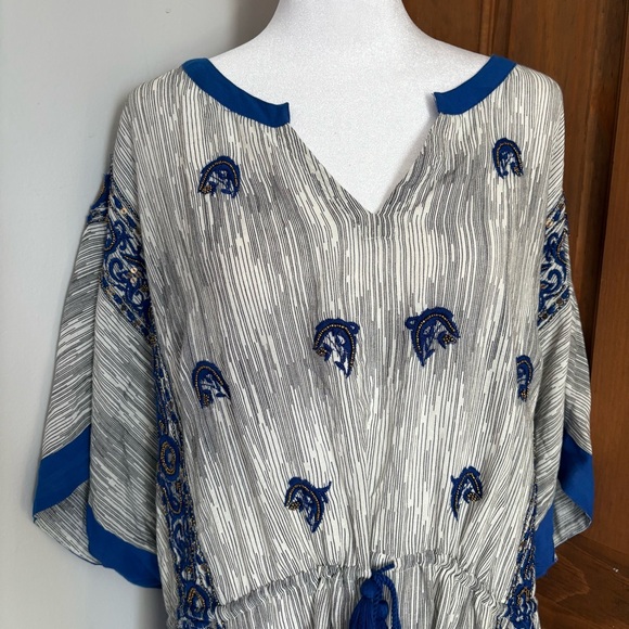 Anthropologie Floreat Small Lona Embroidered Beaded Tunic Top Bohemian Hippie - Picture 3 of 10